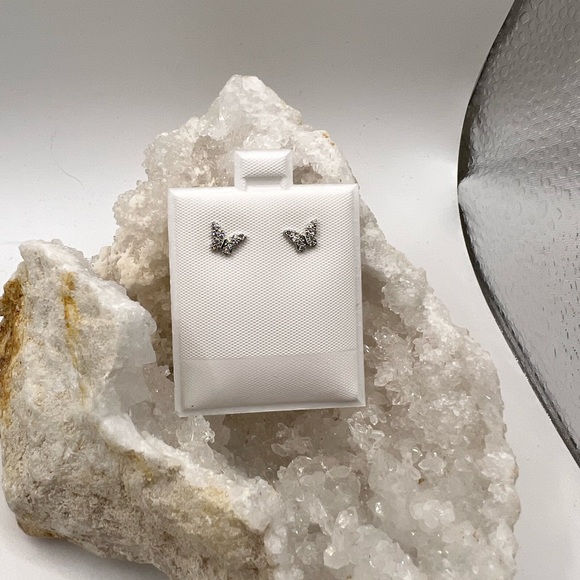 Jewelry - 925 Sterling Silver Zircon Butterfly Earrings NEW